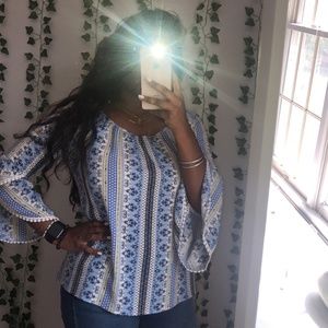 Blue Bell Sleeve Blouse